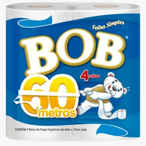 Papel Higiênico Bob Folha Simples Neutro 60m - 16x4