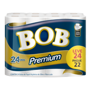 Papel Higiênico Bob Premium 3x24 Folha Dupla 30m - Leve 24 Pague 22