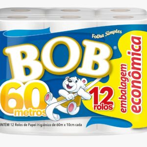 Papel Higiênico Bob Folha Simples Neutro 60m – 6x12