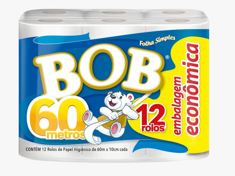 Papel Higiênico Bob Folha Simples Neutro 60m – 6x12