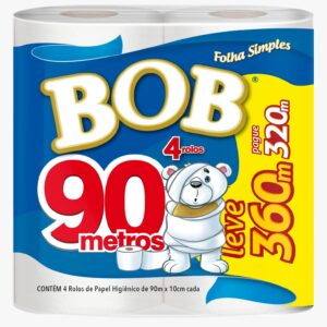 Papel Higiênico Bob Folha Simples Neutro 90m - Leve 360 Pague 320
