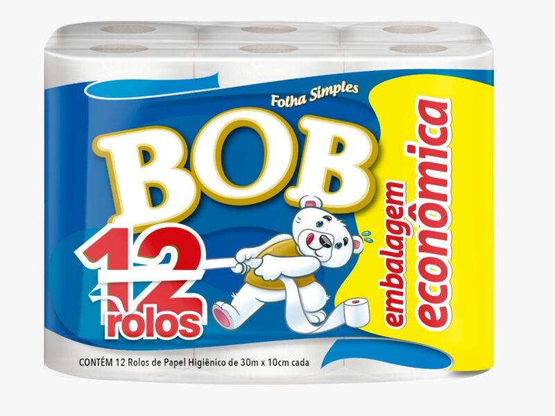 Papel Higiênico Bob Folha Simples Neutro 30m - 6x12