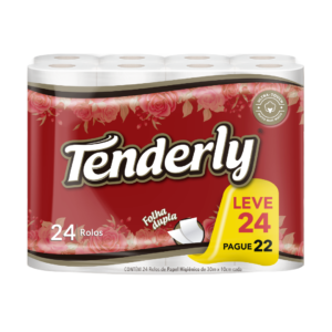 Papel Higiênico Tenderly Folha Dupla Neutro 30m - Leve 24 Pague 22