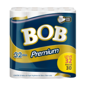 Papel Higiênico Bob Premium 2x32 Folha Dupla 30m - Leve 32 Pague 30