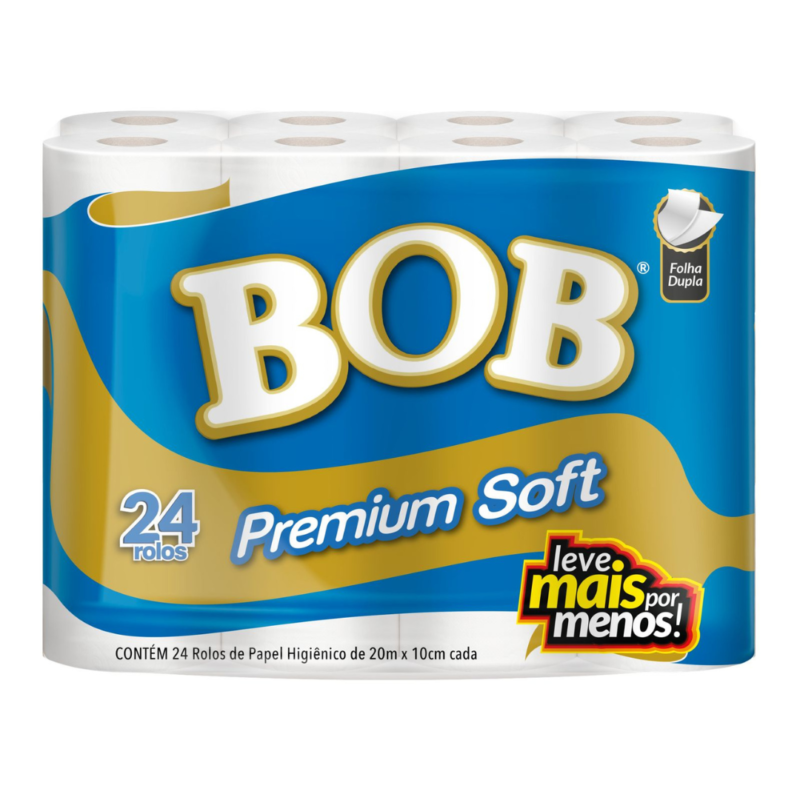 Papel Higiênico Bob Premium Soft Neutro 20m - 4x24